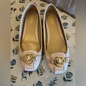 Michael Kors Flat Ballet soft pink leather snake shoes